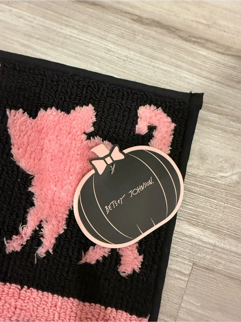Betsey Johnson Pink & Black Halloween Checker Welcome Mat
